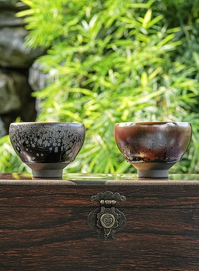 Mini bols GongFu Jianyang Jianzhan : Tasses Paire Gouttes d'huile en écailles de dragon