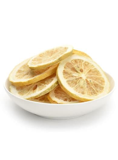 Citron jaune déshydraté en tranche