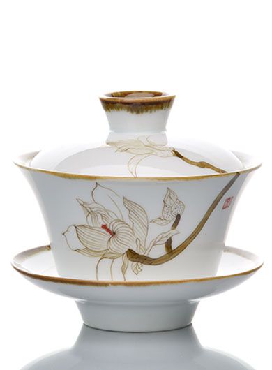 Gaiwan Magnolia en porcelaine Gao Bai Ci