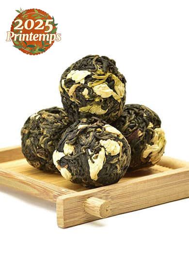 Dian Hong au jasmin : billes de thé noir