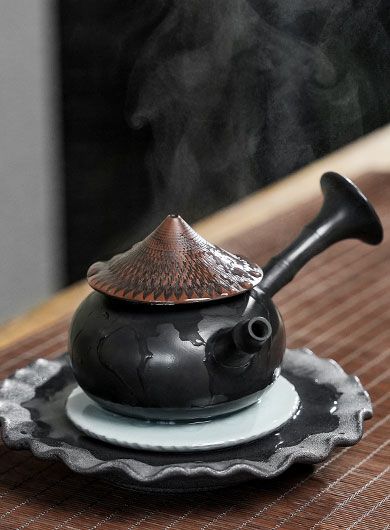 Théière Chapeau en bambou Jianshui Zitao 200 ml