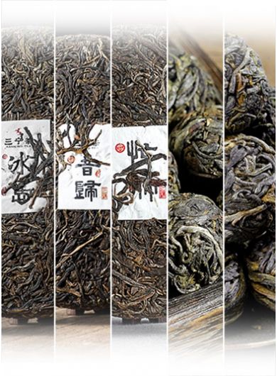Assortiment de Puerh crus de la région de Lingcang.