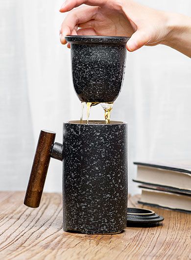 Mug à thé en céramique noire thérétro
