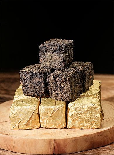 Tian Jian Jin Hua Fu Zhuan 2014 (mini briques) : thé sombre