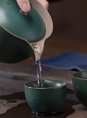 Service à thé de voyage Kuai Ke Bei en poterie grossière