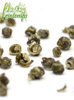 Pêche-Jasmin, perles de thé vert parfumé