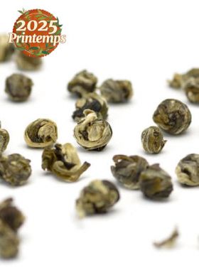 Pêche-Jasmin, perles de thé vert parfumé