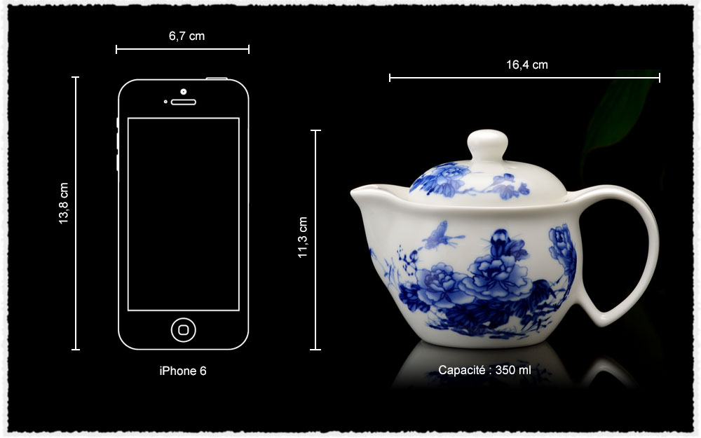 Dimension Théière Lan Mu Dan en porcelaine jade